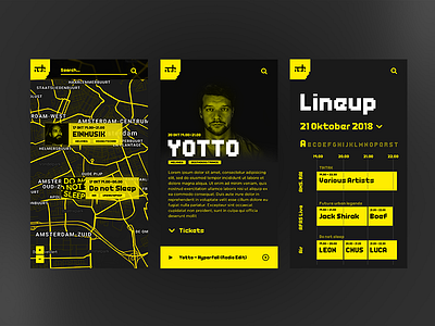 ADE-Festival Application Design app branding clean dance design portfolio ui ux yellow