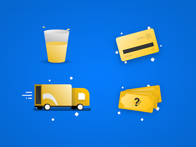Splash screen elements credit card dollar drop easy enquiry icon juice money orange speed splash splash screen star truck