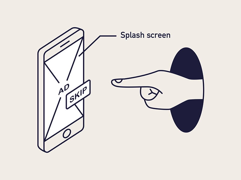 Skip splash screen Ads is hard. ad ads animation hand illuatration phone splash screen