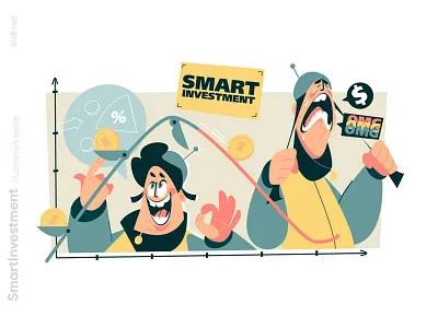 Stock market and investment illustration character flat graph illustration investment kit8 man market stock vector