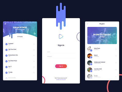 Rockr - Music App UI Kit android android app app app design assets event app ios ios app login music app player psd ressources ui ui kit