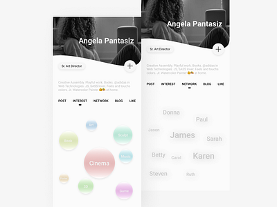 Interest & Network Profile Page data design follow hobby interest network page profile ui ux