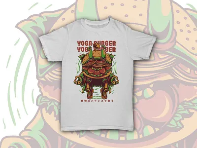 Yoga Burger apparel burger character food funny graphic illustration junk food merch stock yoga