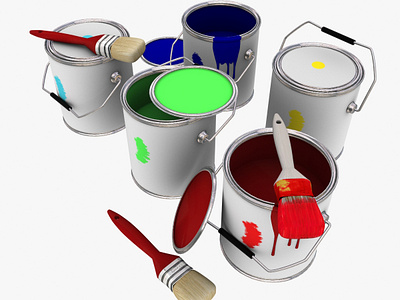 Paints Can Colors 3d 3d art 3dsmax art brush colors household paint paint brush paint can paintbrush painting paints