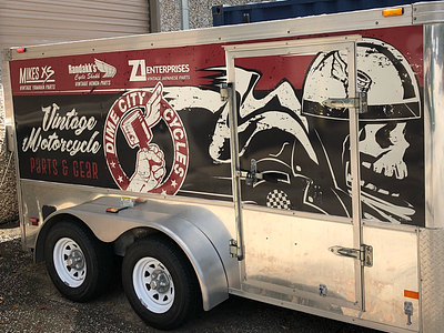 Dime City Cycles trailer wrap design. design graphics illustration skull vinyl