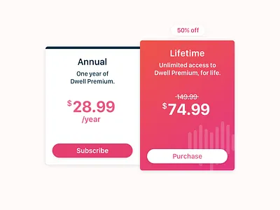 Dwell Pricing Page discount gradient panel pricing pricing page pricing plan sale tile web website