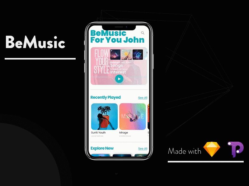 beMusic II animation app music app sketch ui ui animation ux