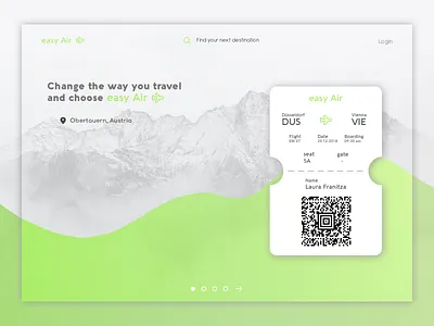 Airline Landing Page Concept airline clean concept destination landing page logo minimalism ticket travel ui ux website