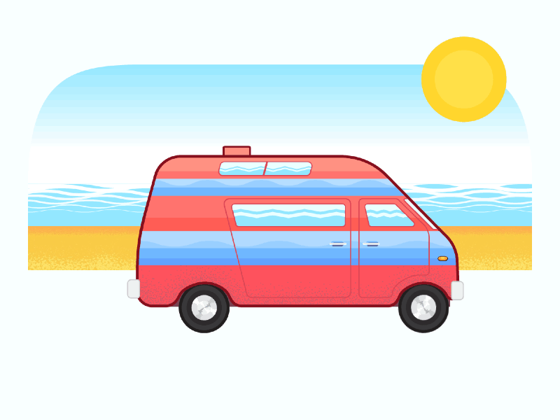 A Summer Van gif animation beach gif hype summer tumult van vector vibes