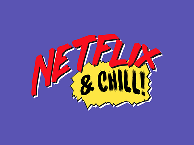 Netflix and Chill badge comic book design flat graphic design graphic art icon illustration illustrator lettering retro type typography vector