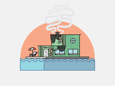 Homes - Fishing Shack 2d 2d illustration fish fishing flat design illustration shack