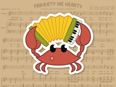 Sebastian accordion character character design crab crustacean curtrjensen mermaid music pirate sea