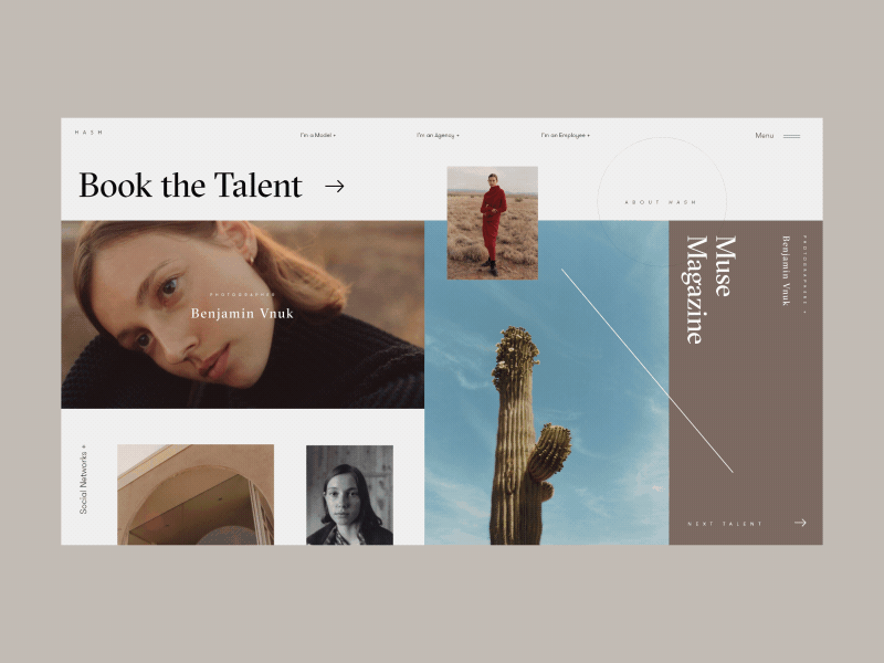 HASH Platform Photographer Preview Page Animation anim animation blog concept design fashion gif grid interaction interface logo models motion photo promo typography ui ux web website