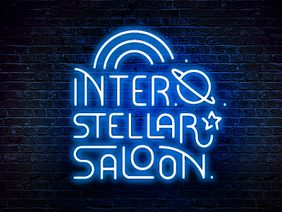 Interstellar Saloon design icons illustration lettering neon space typography
