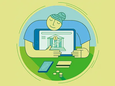 Online banking illustration banking consumer credit card illustration money online