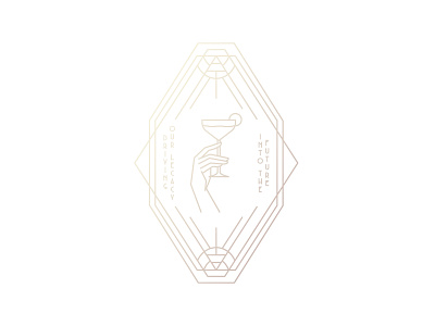 Driving Our Legacy Into the Future art deco badge border cocktail deco drink driving glass gold hand illustration line art mono line