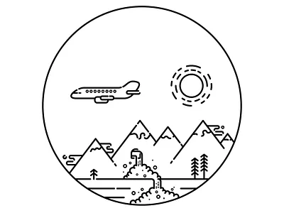 Goodbye Summer desig drawing icon icondesign mountain plane shine summer