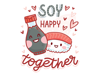 Soy Happy :) character cute doodle heart icons illustrations love romantic soy sticker sushi vector