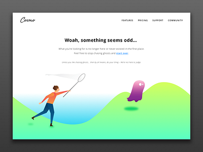 Cosmo 404 Screen - Daily UI Challenge branding design illustration sketch ui ux vector