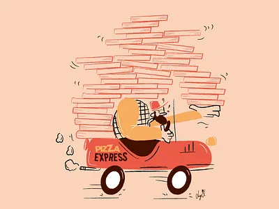 Pizza Express art car character comics food illustration lovepizza picture pizza pizza box vector vintage