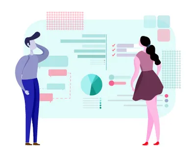 Analyse analyse analyser basic character chart confused design flat illustration illustrator lets go man office random woman