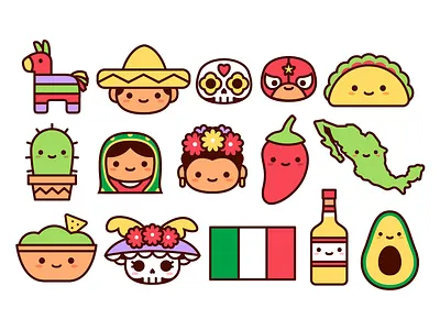 Kawaii Mexico anime cute emoji icon kawaii latin america mexican mexico