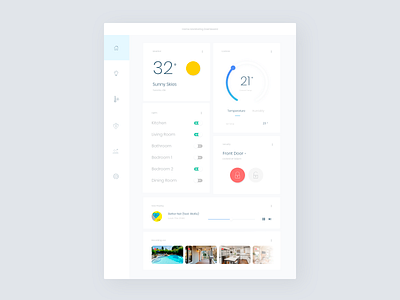 Home Monitoring System Dashboard 021 app daily 100 challenge daily challange dailyui dailyui021 dailyuichallenge design home app home monitoring home monitoring dashboard icon music player security software temperature ui ux weather app