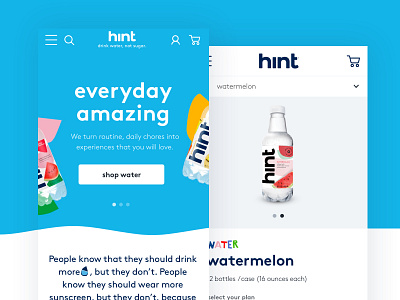 Hint Water design ecommerce mobile shopify shopping ui ux waves