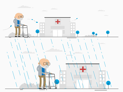 Visual style 2018 2d grandparents health illustration medical medical care old people rain storyboard