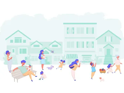 Poppy Village caregiver children digital art grandma illustration kids nanny play poppy service
