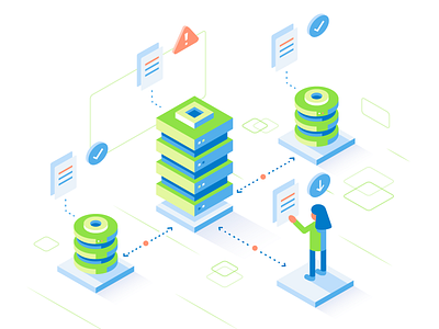 Data Replication abstract back up corrupt database duplicate file isometric isometric illustration