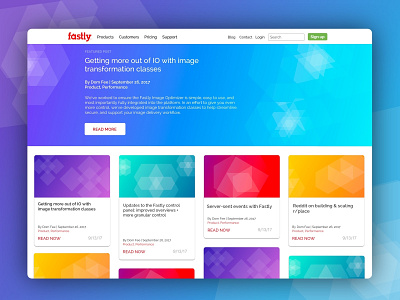 Fastly Blog blog colorful geometric gradient grid masonry web