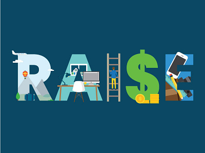 Raise Illustration design finance flat illustration graphic design illustration money raise typography