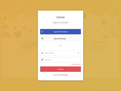 Sign Up & Sign In Form for Chaldal Website - DailyUI001 daily 100 daily 100 challenge daily ui dribbble daily ui inspiration flat ingridable login box login form login page sign in sign in page signupform ui ux web weekly ui challenge