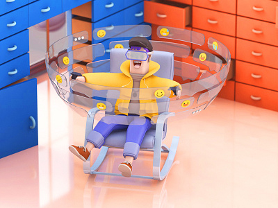 A boy playing VR 3d boy c4d illustration vr 张小哈