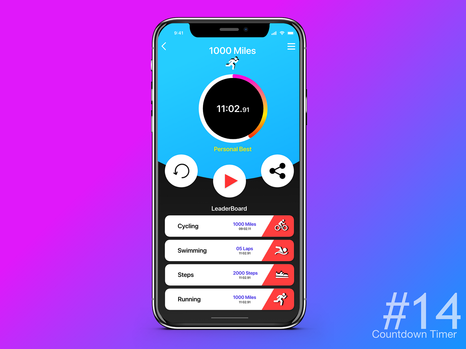 Countdown Timer App UI concept by PRITPAL SINGH on Dribbble