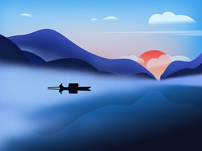 My hometown series illustrations - Dongjiang Lake design illustration landscape landscaper scenery view