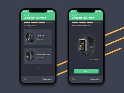 Gym App Connect Device app dark green gym ios mobile smart sport ui ux watch