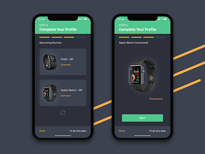 Gym App Connect Device app dark green gym ios mobile smart sport ui ux watch