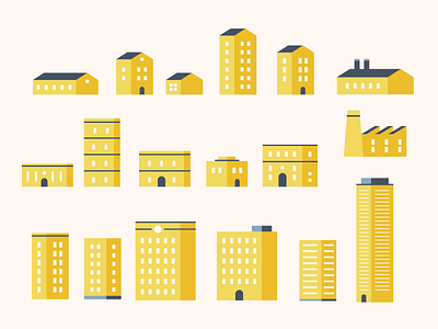 Flat Map Kit 02 apartment barn block build building condo condominium double storey factory flat high rise house icon illustration kit location map simple vector warehouse