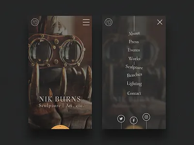 Steampunk navigation animate artist blur dark menu mobile nav nav bar sculpture steampunk ui ux website