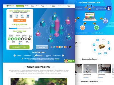 Buzzshow Landing Page - A Blockchain Video Platform block chain design iphone landing page livestream ui video video platform website