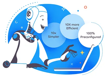 Robot blue character future illustration it robot site vector