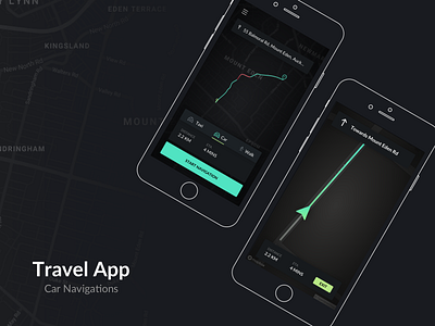 Travel App - Car Navigations app clean flat navigation simple travel ui ux