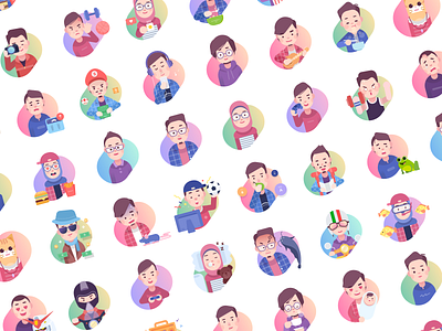 Paperpillar Team Expressions avatar avatars character expression illustration mood simple team