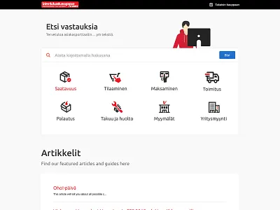 Verkkokauppa.com Customer Portal | Zendesk customer portal ecommerce help desk ux zendesk