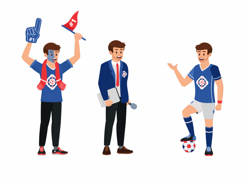 Football Characters set animated blue character football gif illustration soccer