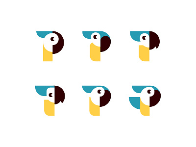P For Parrot illustration letter logo mark monogram p parrot