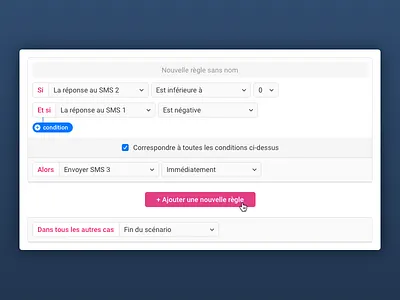 SkiplogicSaas Interface Design / CleverTXT / SkipLogic campaign monitor campaign scenario feature logic rule add rules skiplogic skiplogic design skiplogic feature design sms scenario