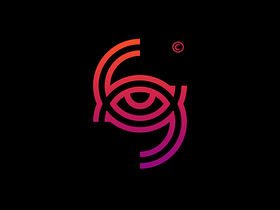 S for Sentry circle eye gaze glare guard letter line lock logo s sentry stare